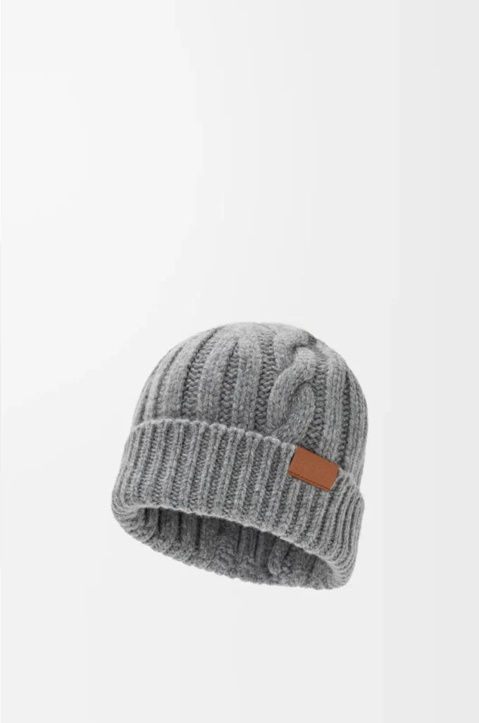 Bonnet en laine gris chiné