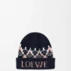 Bonnet en laine mélangée bleu marine/multicolore