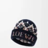 Bonnet en laine mélangée bleu marine/multicolore