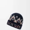 Bonnet en laine mélangée bleu marine/multicolore