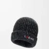 Bonnet en laine, soie et alpaga mélangés Noir chiné Bonnet en laine, soie et alpaga mélangés Noir chiné