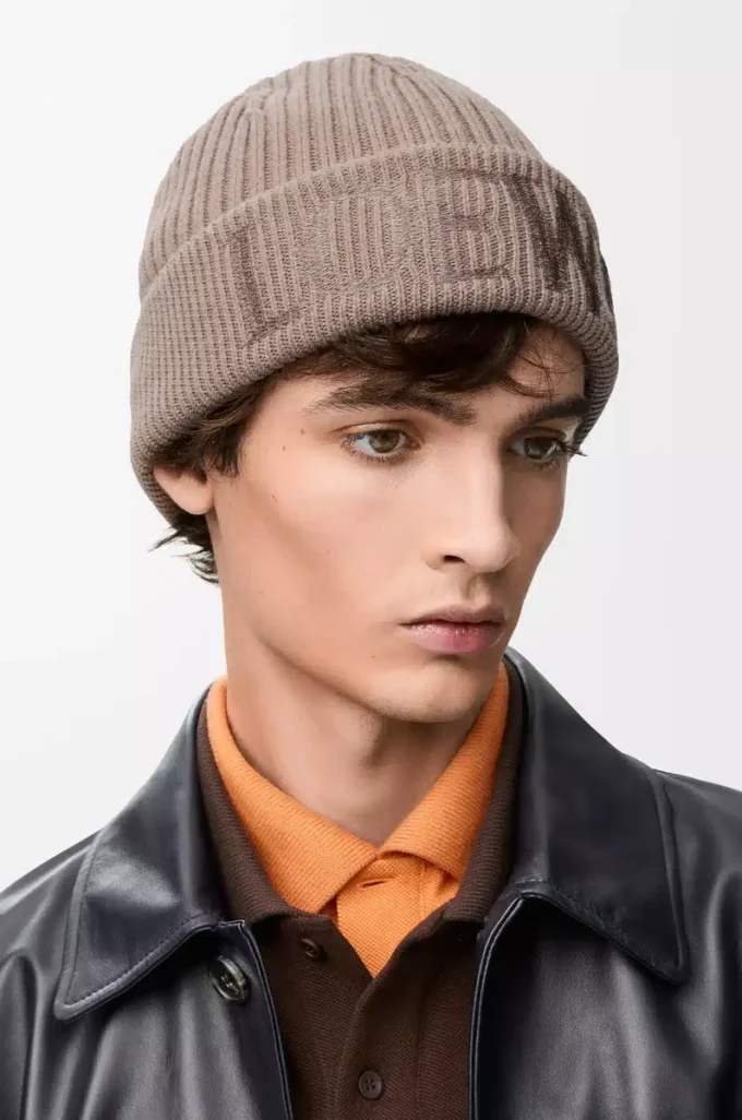 Bonnet LOEWE en laine beige foncé