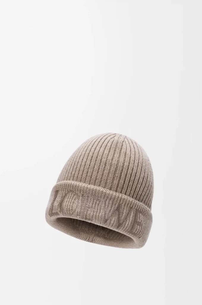 Bonnet LOEWE en laine beige foncé