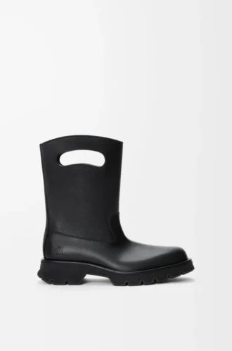 Botte Bobby en cuir de veau grainé tanné végétal Noir