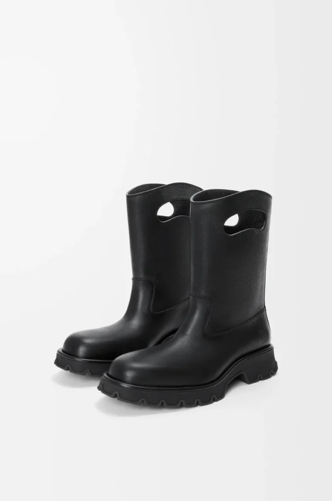 Botte Bobby en cuir de veau grainé tanné végétal Noir