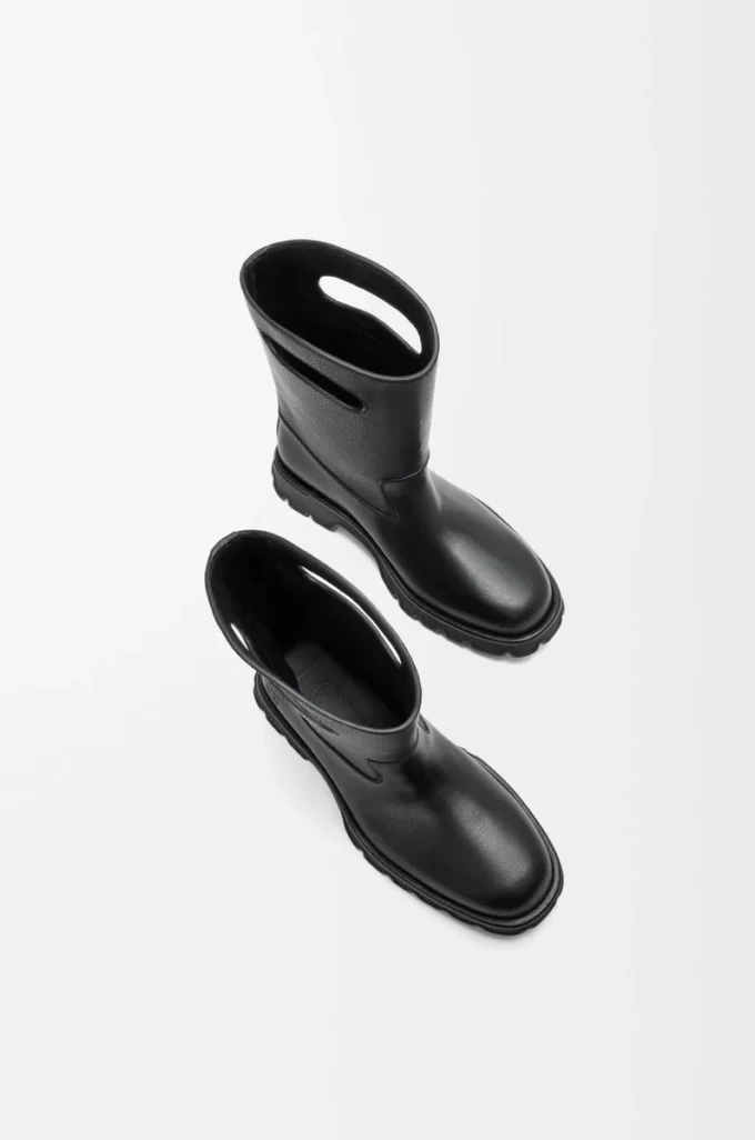 Botte Bobby en cuir de veau grainé tanné végétal Noir