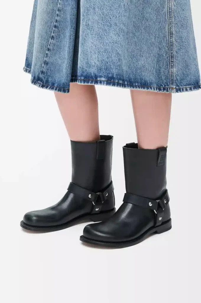 Bottes Campo Biker en cuir de veau Noir