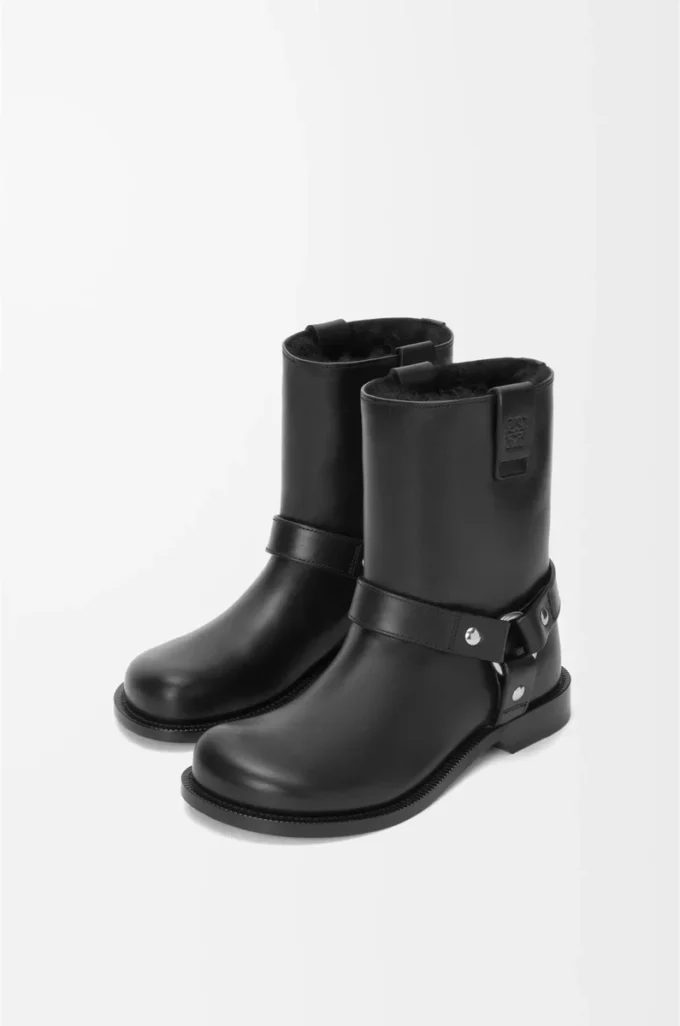 Bottes Campo Biker en cuir de veau Noir