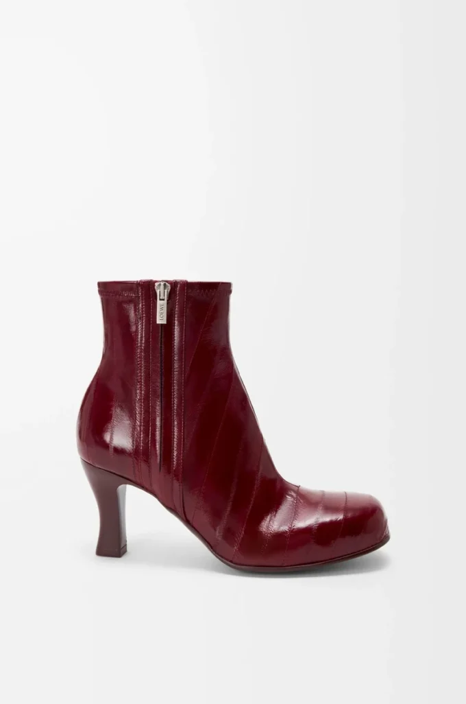 Bottines Bobine en anguille Bordeaux