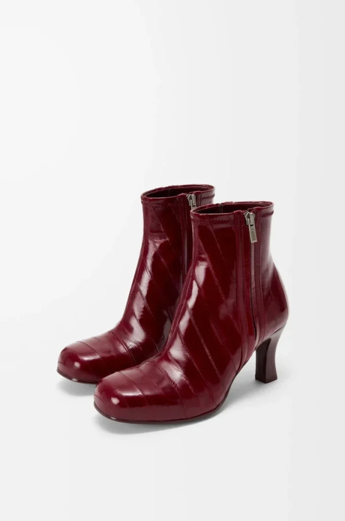 Bottines Bobine en anguille Bordeaux