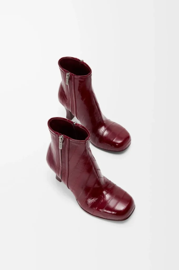 Bottines Bobine en anguille Bordeaux