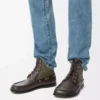 Bottines mocassins Campo en cuir de veau et cuir de veau suédé Marron foncé/Vert