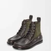Bottines mocassins Campo en cuir de veau et cuir de veau suédé Marron foncé/Vert