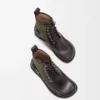 Bottines mocassins Campo en cuir de veau et cuir de veau suédé Marron foncé/Vert
