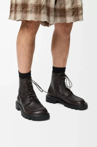 Bottines Sierra en cuir de veau brossé, couleur marron foncé