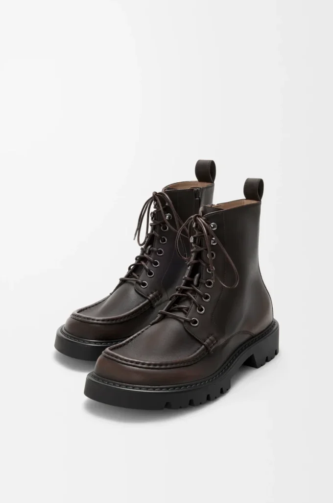 Bottines Sierra en cuir de veau brossé, couleur marron foncé
