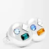 Boucles d&rsquo;oreilles Anagram Pebble en argent sterling et cristaux Argent/Vert