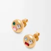 Boucles d&rsquo;oreilles Anagram Pebble en argent sterling et cristaux Or/Rouge