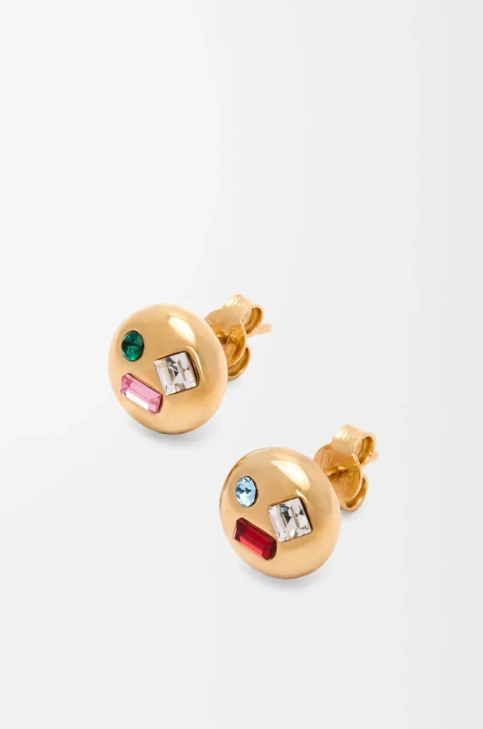 Boucles d&rsquo;oreilles Anagram Pebble en argent sterling et cristaux Or/Rouge