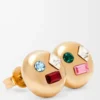 Boucles d&rsquo;oreilles Anagram Pebble en argent sterling et cristaux Or/Rouge