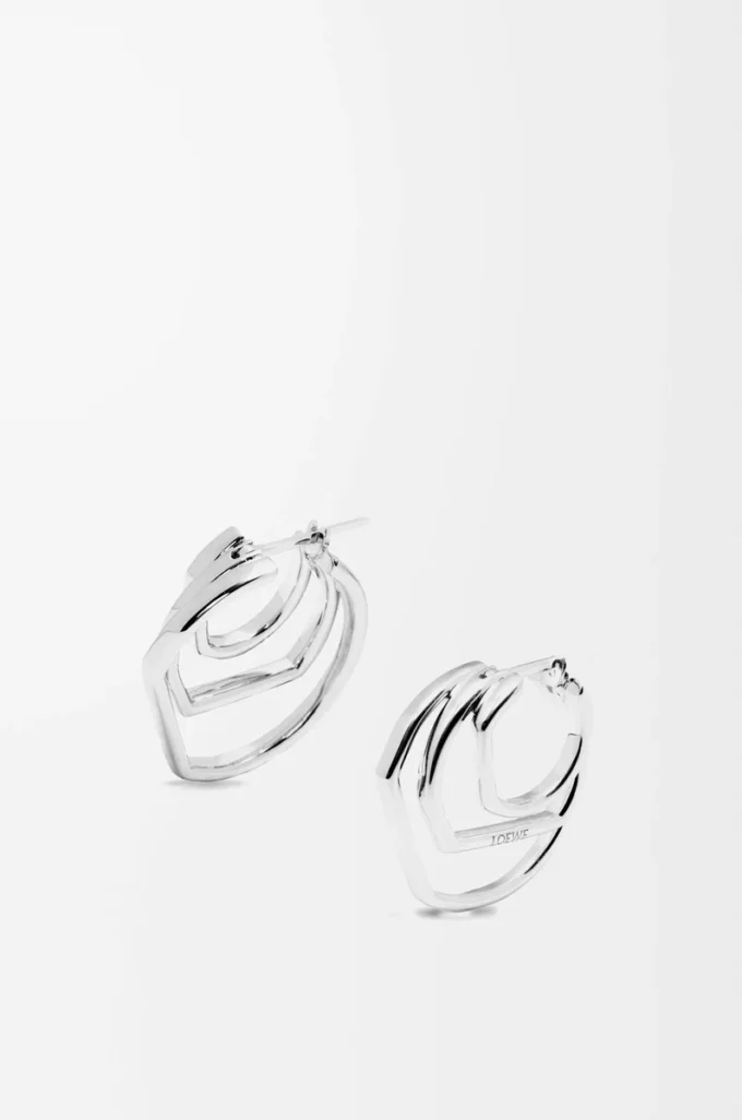 Boucles d&rsquo;oreilles créoles empilées en argent sterling Argent