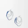 Boucles d&rsquo;oreilles créoles empilées en argent sterling et émail Argent/Bleu