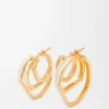 Boucles d&rsquo;oreilles créoles empilées en argent sterling et émail Or/Ivoire