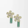 Boucles d&rsquo;oreilles Flor en argent sterling et cristaux Argent/Jaune