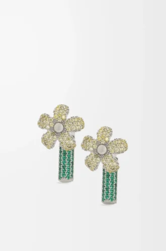 Boucles d&rsquo;oreilles Flor en argent sterling et cristaux Argent/Jaune