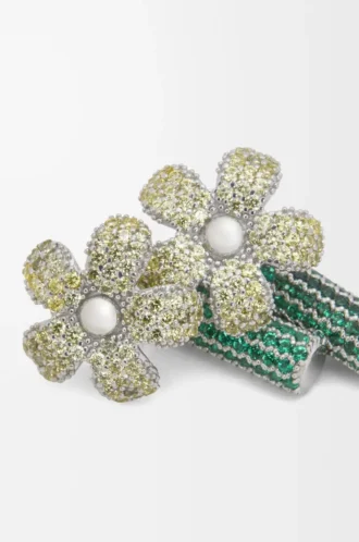 Boucles d&rsquo;oreilles Flor en argent sterling et cristaux Argent/Jaune