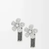 Boucles d&rsquo;oreilles Flor en argent sterling et cristaux Argent/Transparent