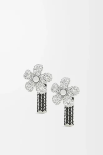 Boucles d&rsquo;oreilles Flor en argent sterling et cristaux Argent/Transparent