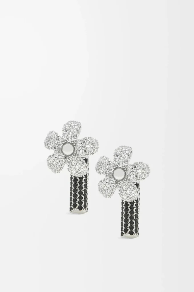 Boucles d&rsquo;oreilles Flor en argent sterling et cristaux Argent/Transparent