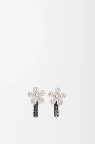 Boucles d&rsquo;oreilles Flor en argent sterling et cristaux Argent/Transparent