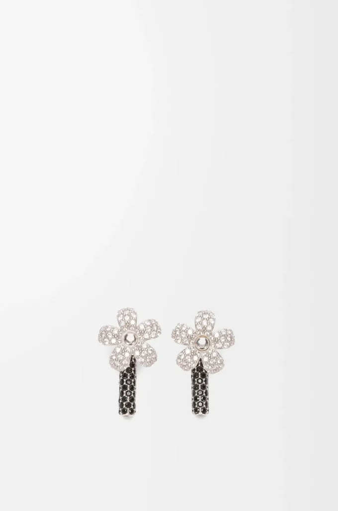 Boucles d&rsquo;oreilles Flor en argent sterling et cristaux Argent/Transparent