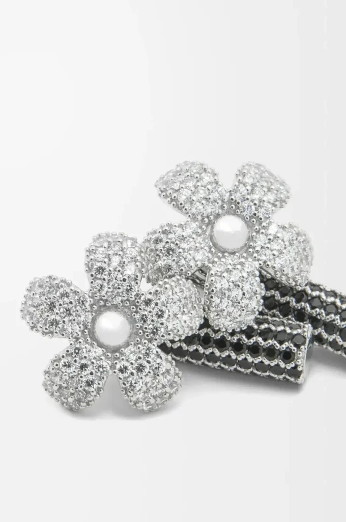Boucles d&rsquo;oreilles Flor en argent sterling et cristaux Argent/Transparent