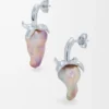 Boucles d&rsquo;oreilles fraise en argent sterling et perle Argent/Rouge