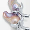Boucles d&rsquo;oreilles fraise en argent sterling et perle Argent/Rouge