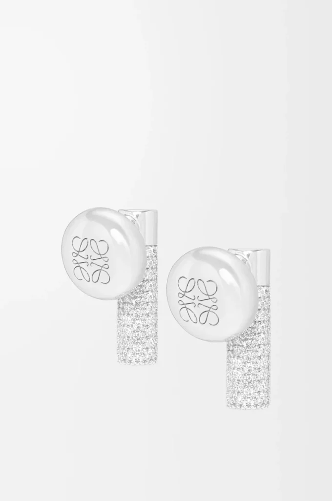 Boucles d&rsquo;oreilles Pebble en argent sterling et cristaux Argent/Blanc