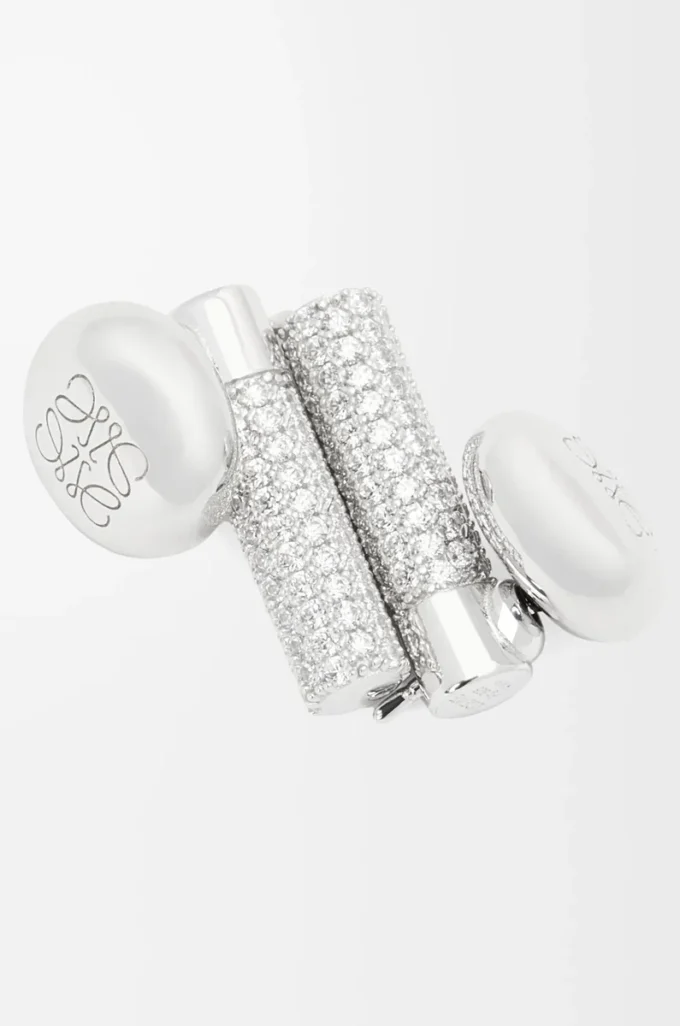 Boucles d&rsquo;oreilles Pebble en argent sterling et cristaux Argent/Blanc