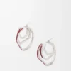 Boucles d&rsquo;oreilles superposées en argent sterling et émail Argent/Bordeaux