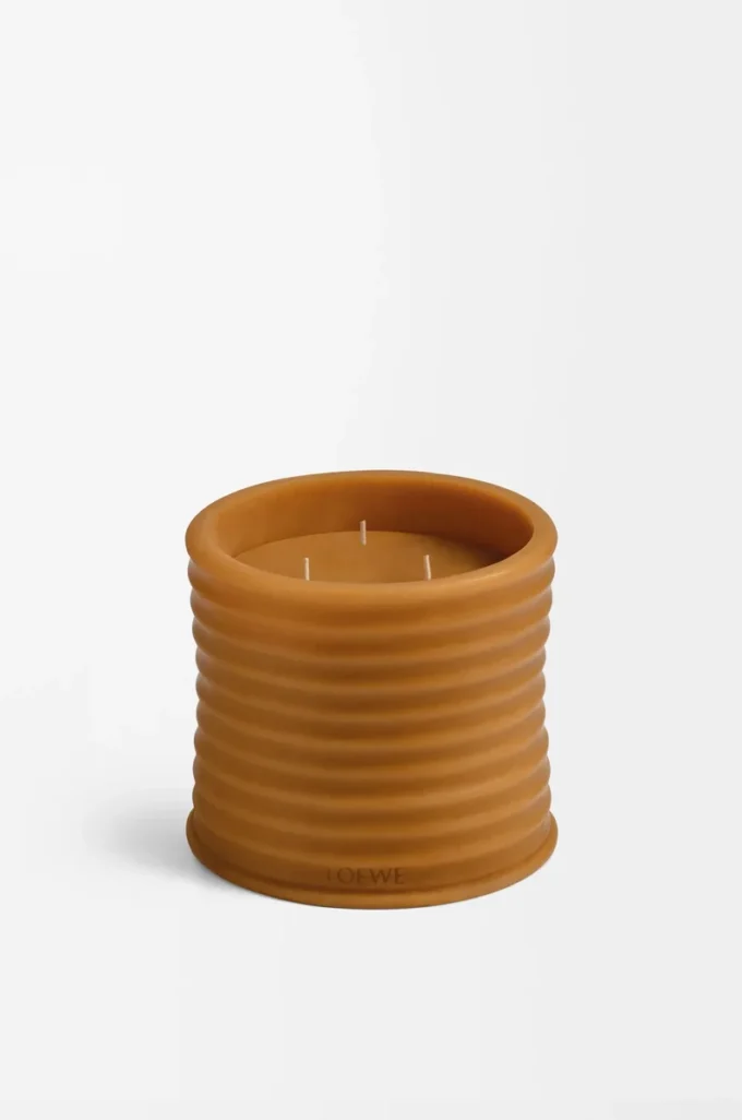 Bougie moyenne en cire d&rsquo;abeille bronze ambrée