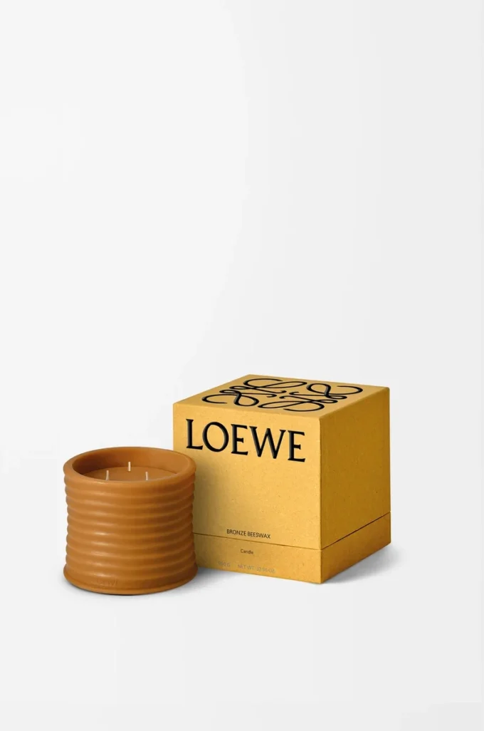 Bougie moyenne en cire d&rsquo;abeille bronze ambrée