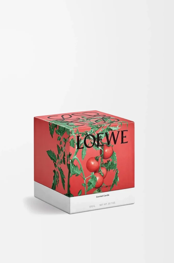 Bougie moyenne Feuilles de tomate Rouge