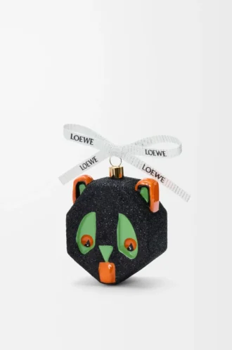 Boule de Noël Futurist Cat en verre soufflé Noir/Vert