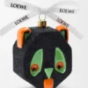 Boule de Noël Futurist Cat en verre soufflé Noir/Vert