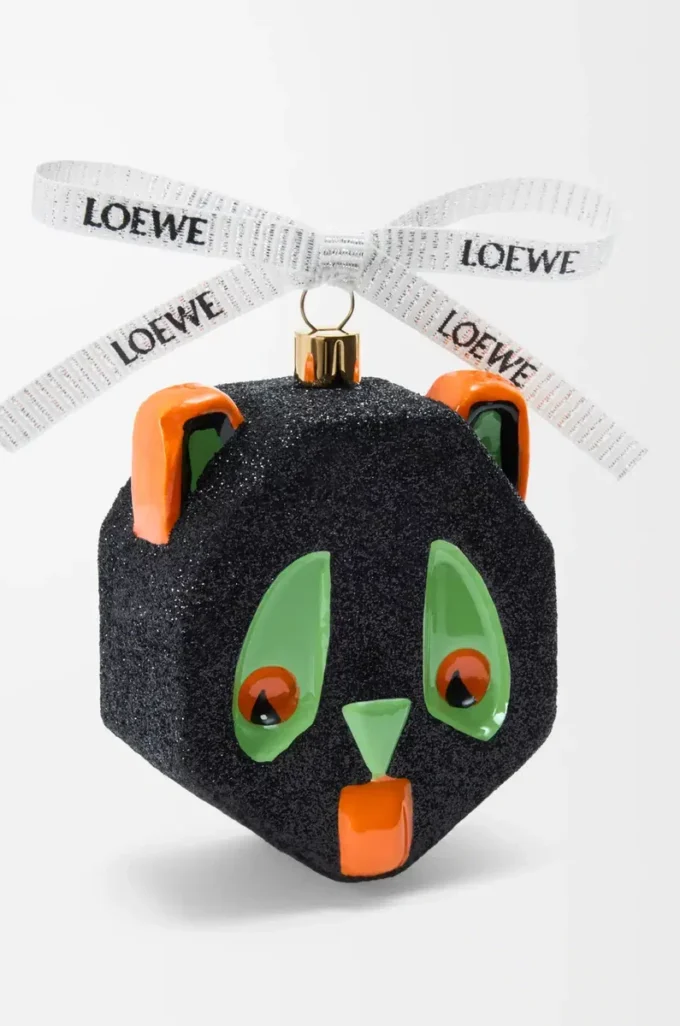 Boule de Noël Futurist Cat en verre soufflé Noir/Vert