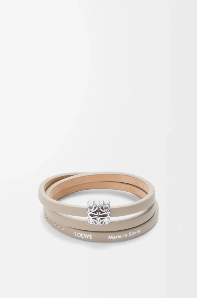 Bracelet Anagram Bombé torsadé en cuir de veau Corda