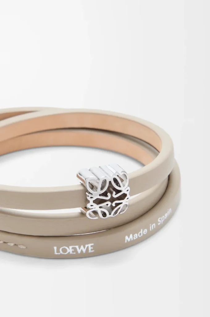 Bracelet Anagram Bombé torsadé en cuir de veau Corda