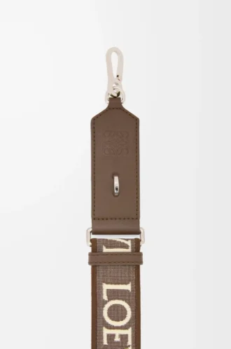 Bracelet Anagram en jacquard et cuir de veau Dark Cigar